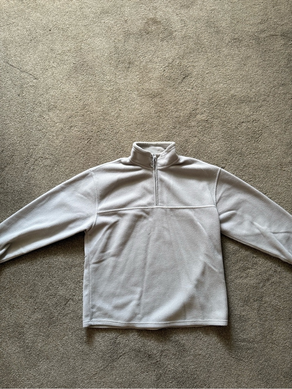 ASOS Men's Quarter-Zip Fleece Pullover - Light Gray Oversized